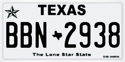 TX license plate BBN2938