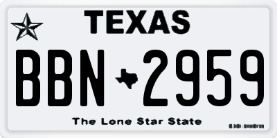 TX license plate BBN2959