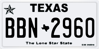 TX license plate BBN2960