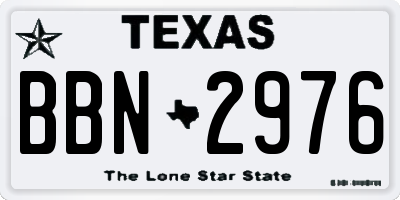 TX license plate BBN2976