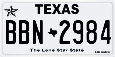 TX license plate BBN2984