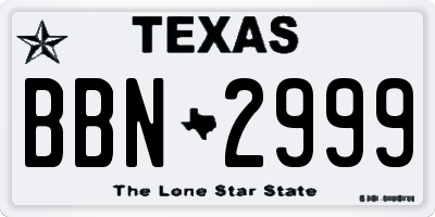 TX license plate BBN2999