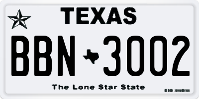 TX license plate BBN3002