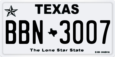 TX license plate BBN3007