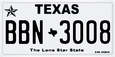 TX license plate BBN3008