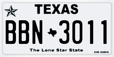 TX license plate BBN3011