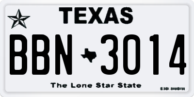 TX license plate BBN3014
