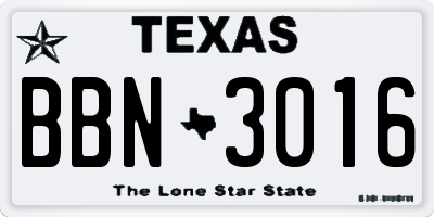 TX license plate BBN3016