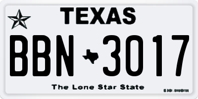 TX license plate BBN3017
