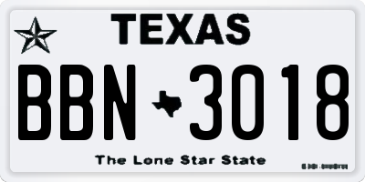 TX license plate BBN3018