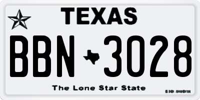 TX license plate BBN3028