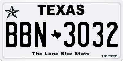 TX license plate BBN3032