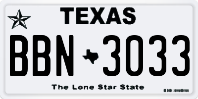 TX license plate BBN3033