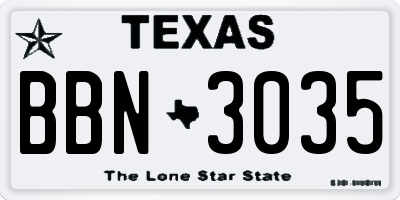 TX license plate BBN3035