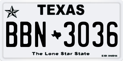 TX license plate BBN3036