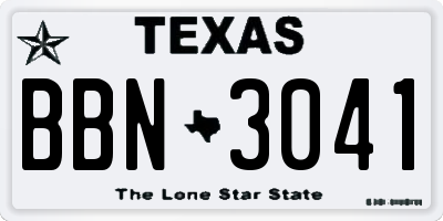 TX license plate BBN3041