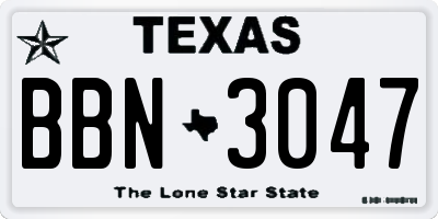 TX license plate BBN3047