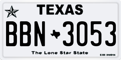 TX license plate BBN3053