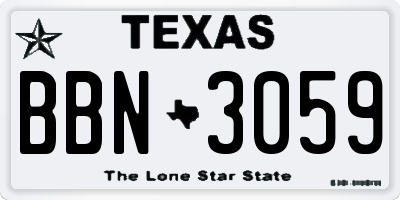 TX license plate BBN3059