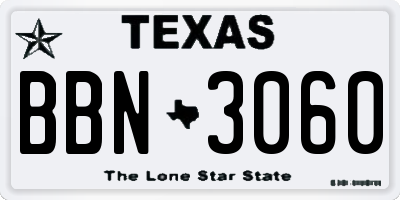 TX license plate BBN3060