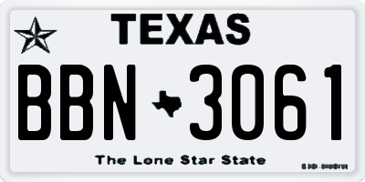 TX license plate BBN3061