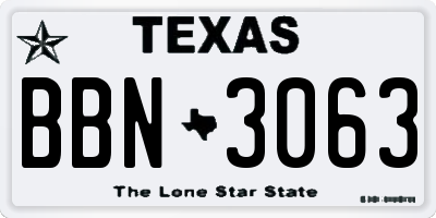 TX license plate BBN3063