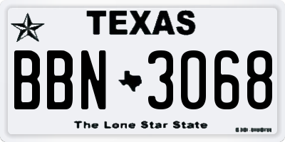 TX license plate BBN3068