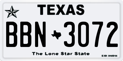 TX license plate BBN3072