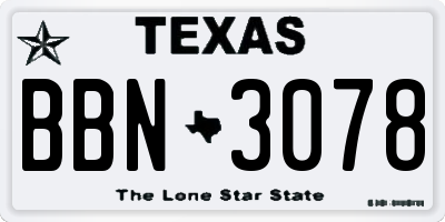 TX license plate BBN3078