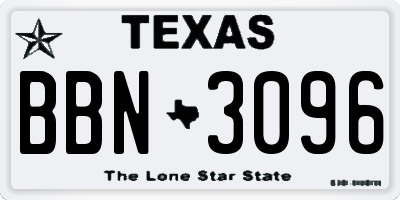 TX license plate BBN3096