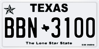 TX license plate BBN3100