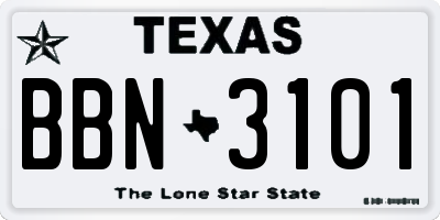 TX license plate BBN3101