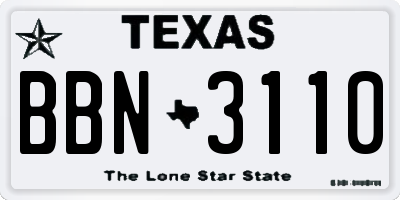 TX license plate BBN3110