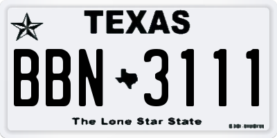 TX license plate BBN3111