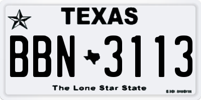 TX license plate BBN3113