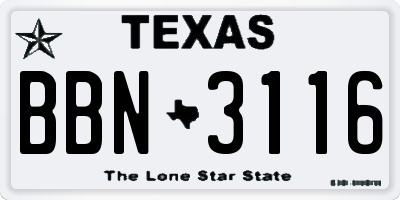 TX license plate BBN3116