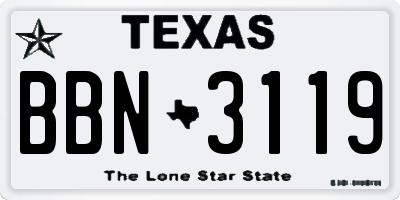 TX license plate BBN3119