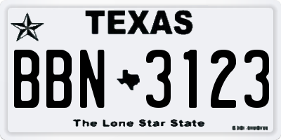 TX license plate BBN3123