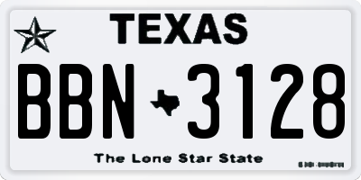 TX license plate BBN3128