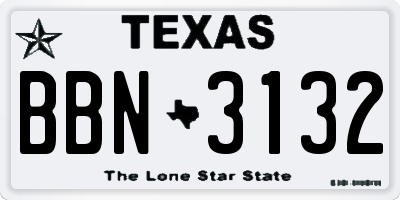 TX license plate BBN3132