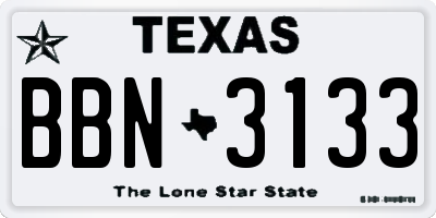 TX license plate BBN3133