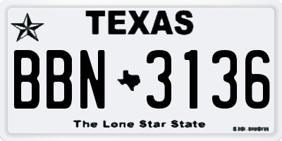TX license plate BBN3136
