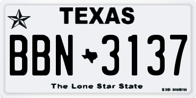 TX license plate BBN3137