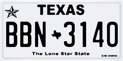 TX license plate BBN3140