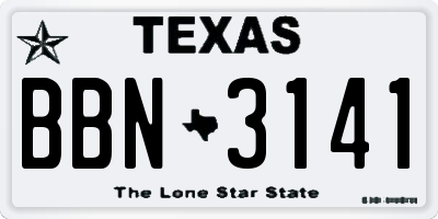 TX license plate BBN3141