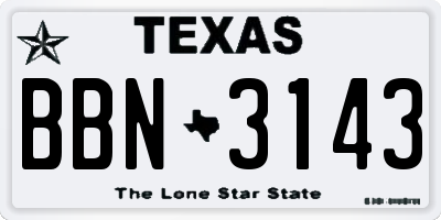 TX license plate BBN3143