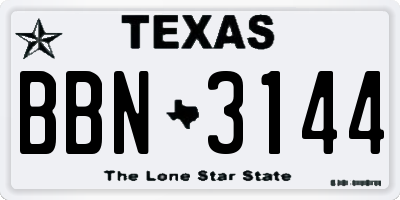 TX license plate BBN3144