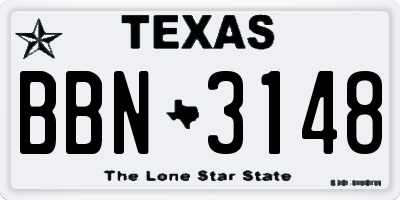 TX license plate BBN3148