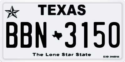 TX license plate BBN3150
