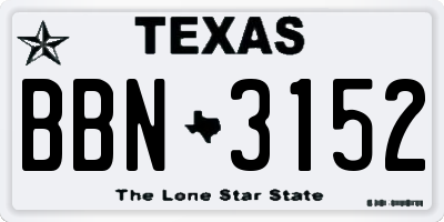 TX license plate BBN3152